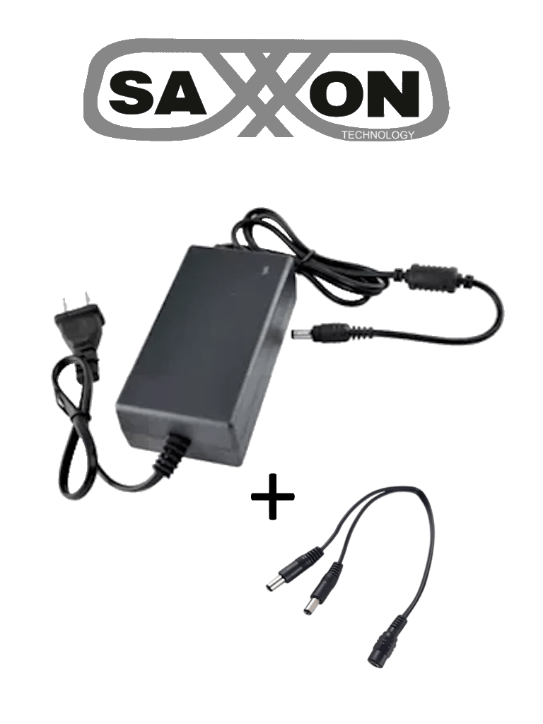 SAXXON SW001202SXF52PAQDIV - Fuente de Poder Regulada 12VCD 2 Amper + 1 Divisor de Energía 2 Conectores macho SAXXON SW001202SXF52PAQDIV - Fuente de Poder Regulada 12VCD 2 Amper + 1 Divisor de Energía 2 Conectores macho